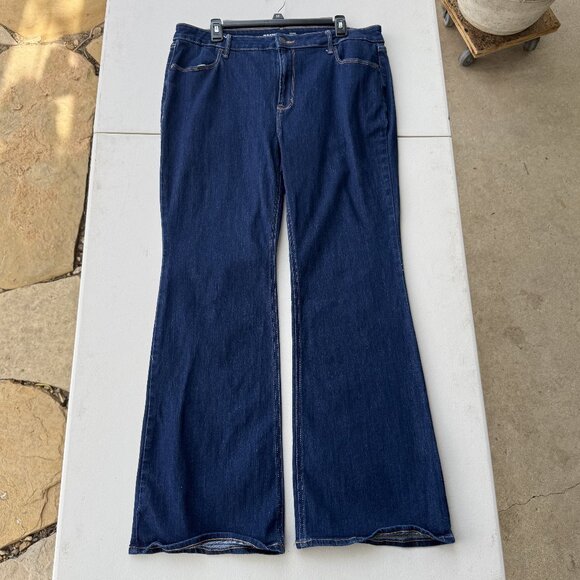 High-Rise Dark Wash Flare Jeans  – Size 16 - Picture 1 of 5